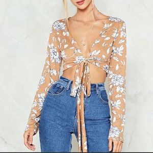 NWT Nasty Gal Retro Floral Tie Crop Top